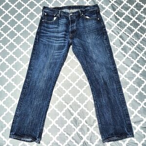 Levi's 501 Original Fit Jeans Men’s W38 L32 Dark Wash Blue Indigo Button Fly
